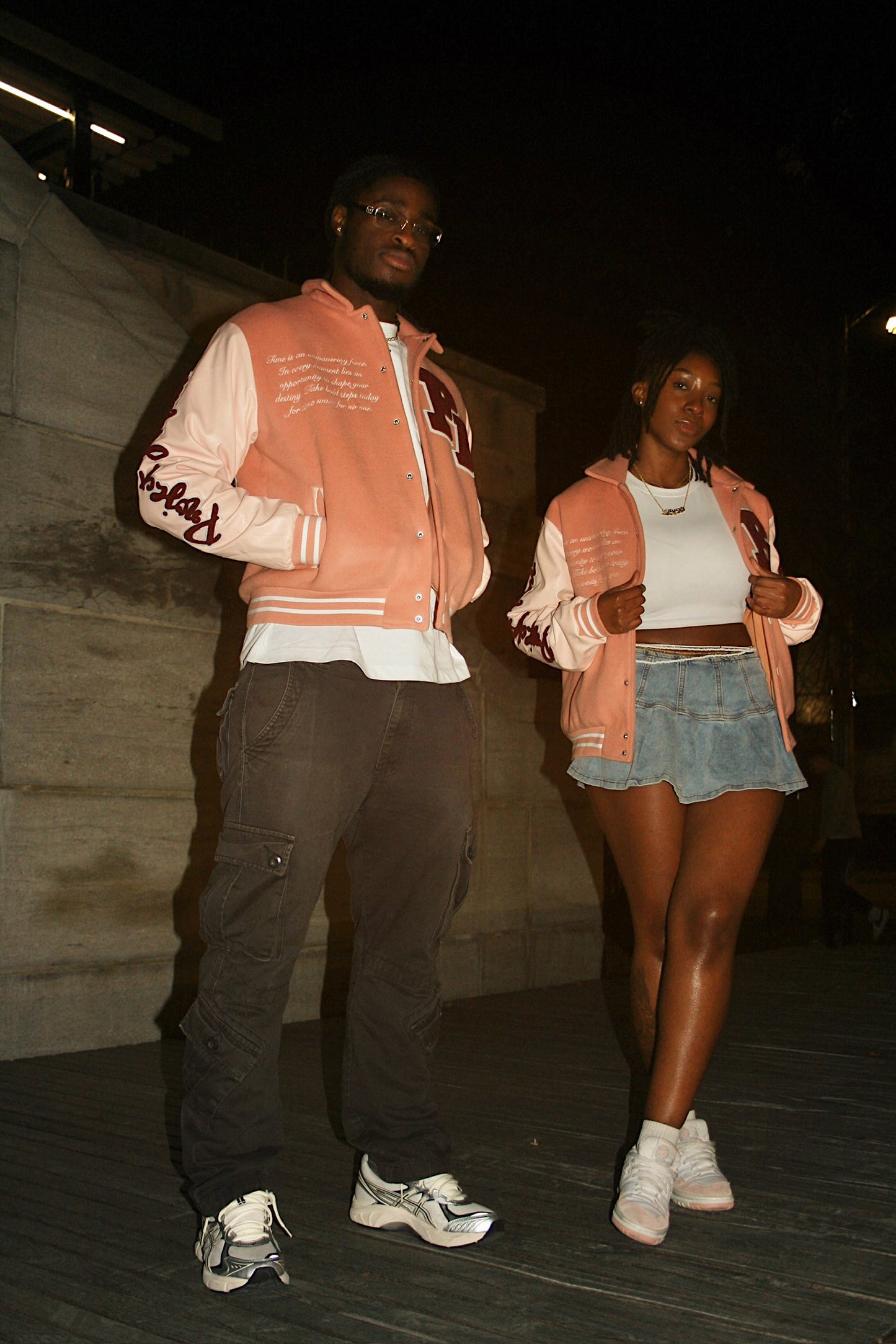 Champagne Pink Continuum Varsity Jackets