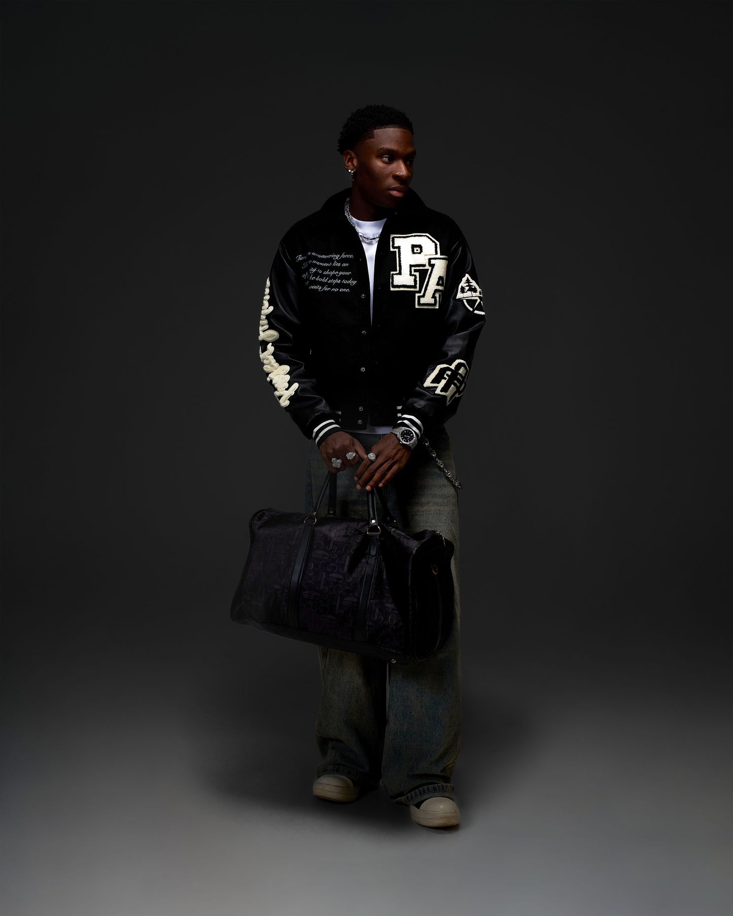 Black Obsidian Continuum Varsity Jacket